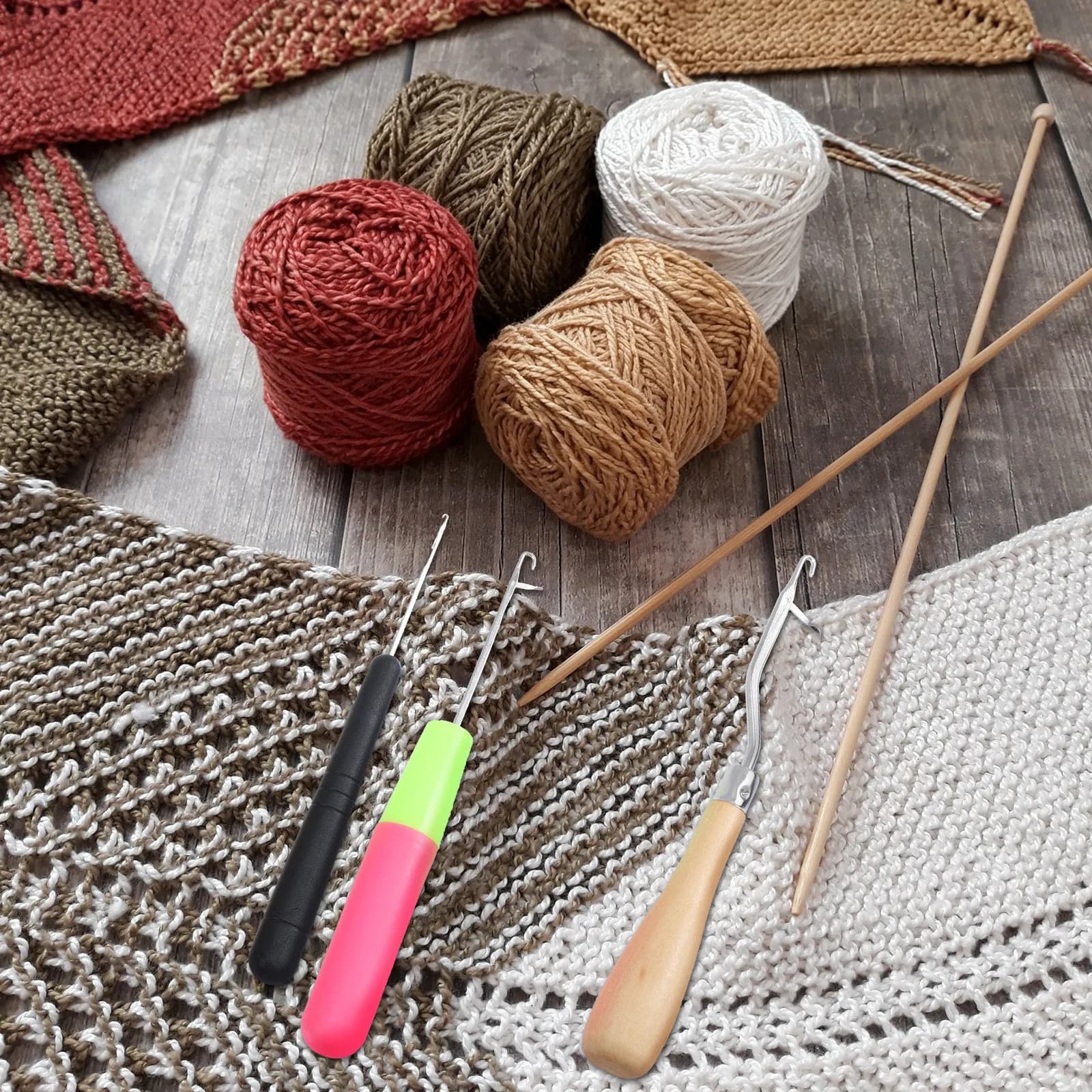 Set di 1 kit di aghi per uncinetto multiuso, eccellente durata, finitura liscia, facile da maneggiare, perfetto per cappelli, sciarpe, coperte