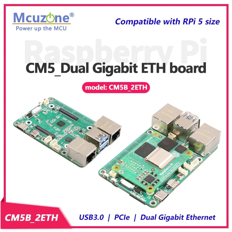 CM5B 2ETH, Dual Gigabit Raspberry Pi CM5, PCIe, USB3.0, driverless for OpenWRT, RPi operating system