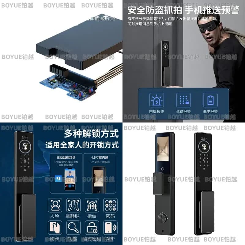 AI Face Recognition Smart Door Lock Fingerprint Password Keyless Entry Electronic Security Deadbolt for Home Anti Theft