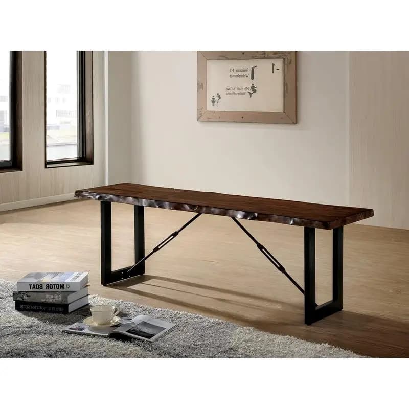 Gambe da banco industriali in metallo a forma di U, finitura bicolore noce e nero, design a catena, perfette per la casa o l'ufficio