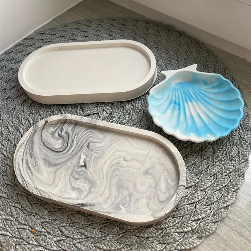 Stampo in silicone flessibile per vassoio portaoggetti ovale, stampo per resina epossidica, stampo per gesso, stampo fai da te per sottobicchieri