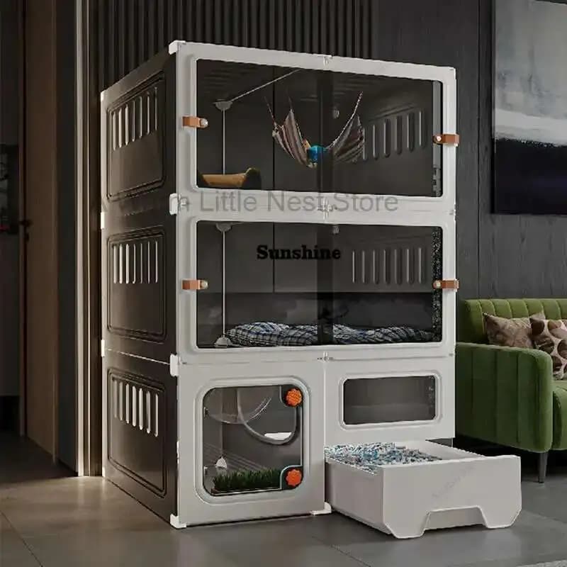 Casetta per Gatti Minimalista Moderna con Lettiera Integrata, Gabbia di Lusso Leggera e Spaziosa per Interni