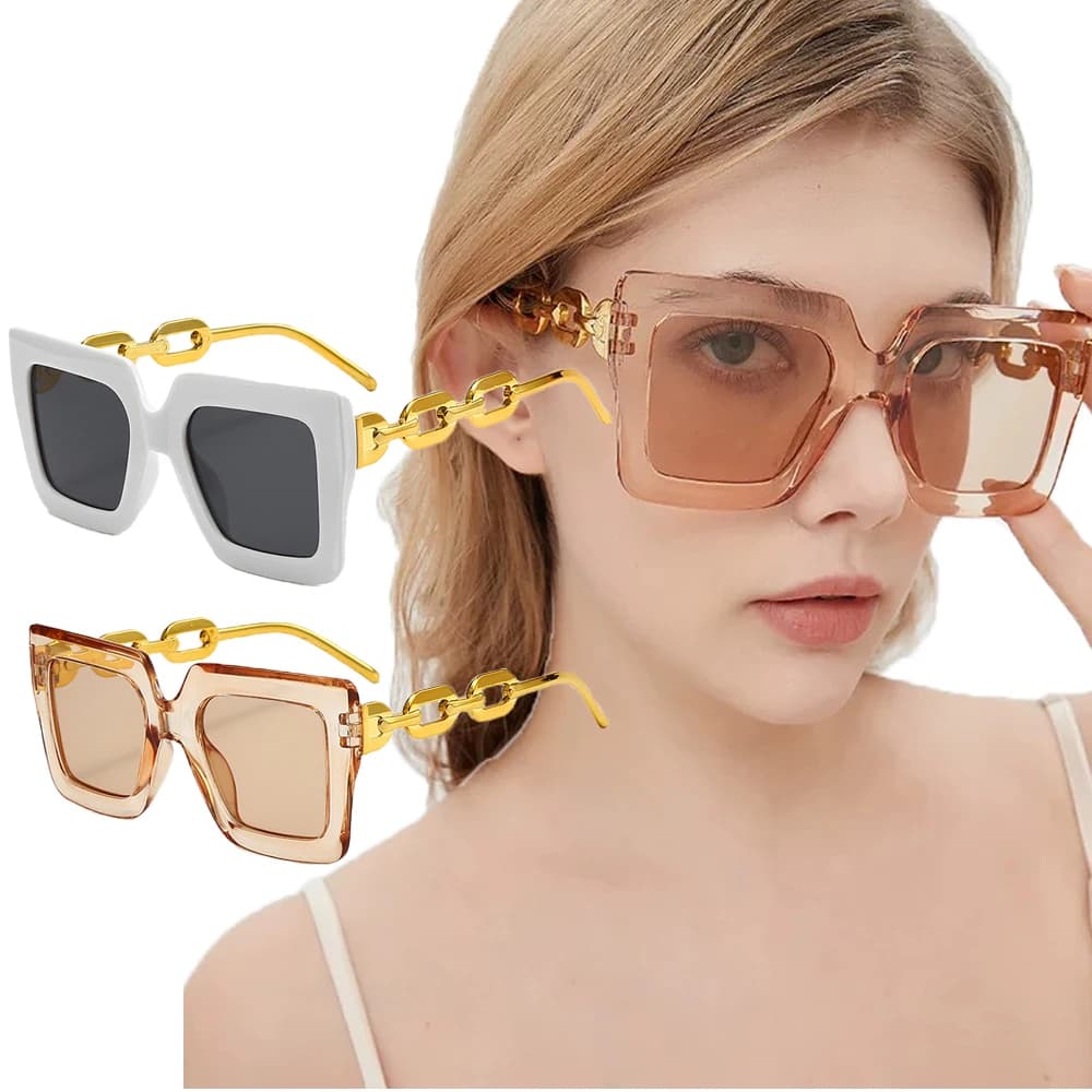 Occhiali da Sole Quadrati Oversize di Tendenza, Occhiali Alla Moda per Ragazze e Ragazzi, per Feste, Escursioni, Trekking, Shopping