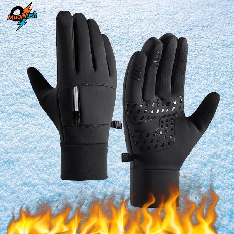 MuqiNush Guanti da sci invernali impermeabili Touch screen antiscivolo Neve Caldo ciclismo Tempo freddo Guida in bicicletta Corsa Sci