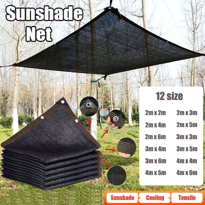 12PIN Nero Parasole Rete Ombreggiatura 70 ~ 80% Pianta Serra Copertura Maglia Recinzione Privacy Schermo Giardino Capannone Solare Esterno Anti-UV