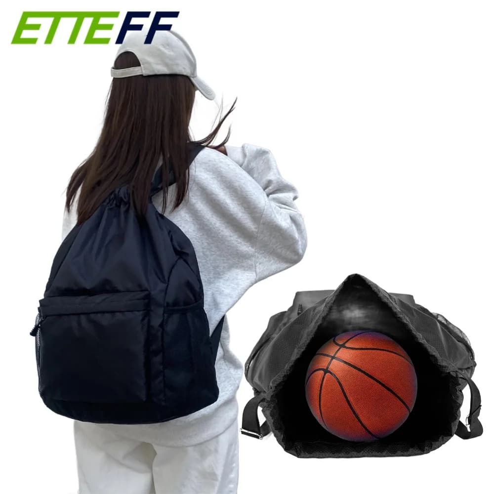 Borsa con coulisse impermeabile da 1 pezzo, zaino leggero con cordino con portabottiglie e tasche, zaino sportivo da palestra
