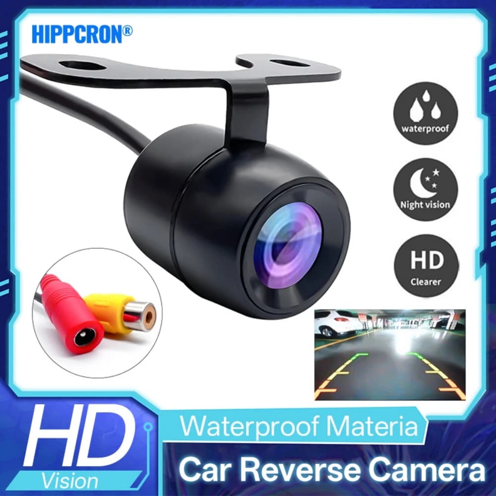 Hippcron Telecamera per retromarcia per auto Visione notturna HD Telecamera per parcheggio con vista posteriore grandangolare Immagine a colori Monitor di backup LED CCD impermeabile