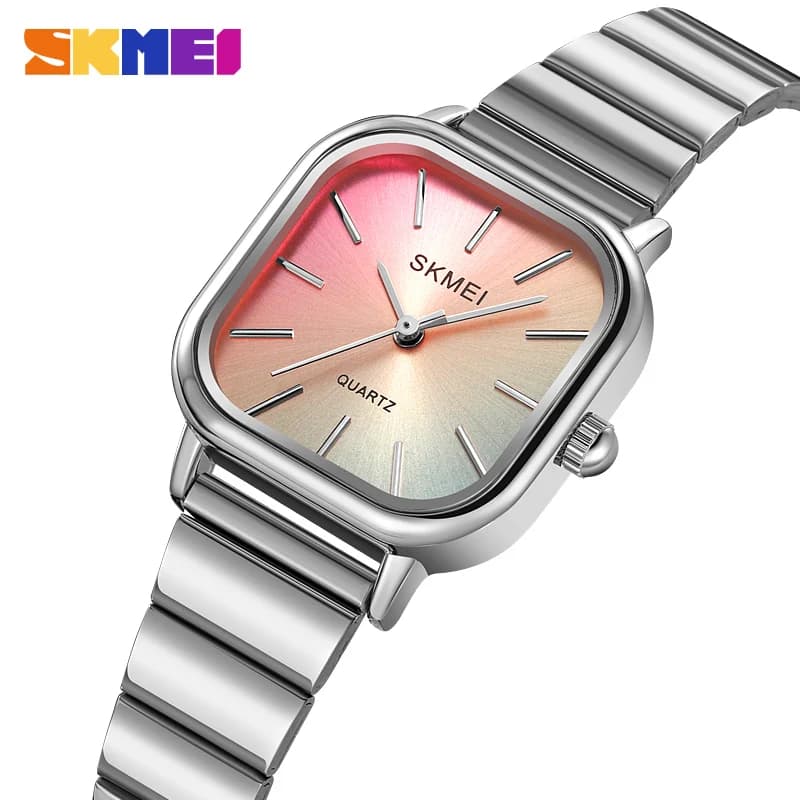 SKMEI 2190 Orologio al quarzo Ragazza Donna Quadrante colorato Donna Cinturino in acciaio inossidabile Orologio da polso da donna Orologio Relogio Feminino