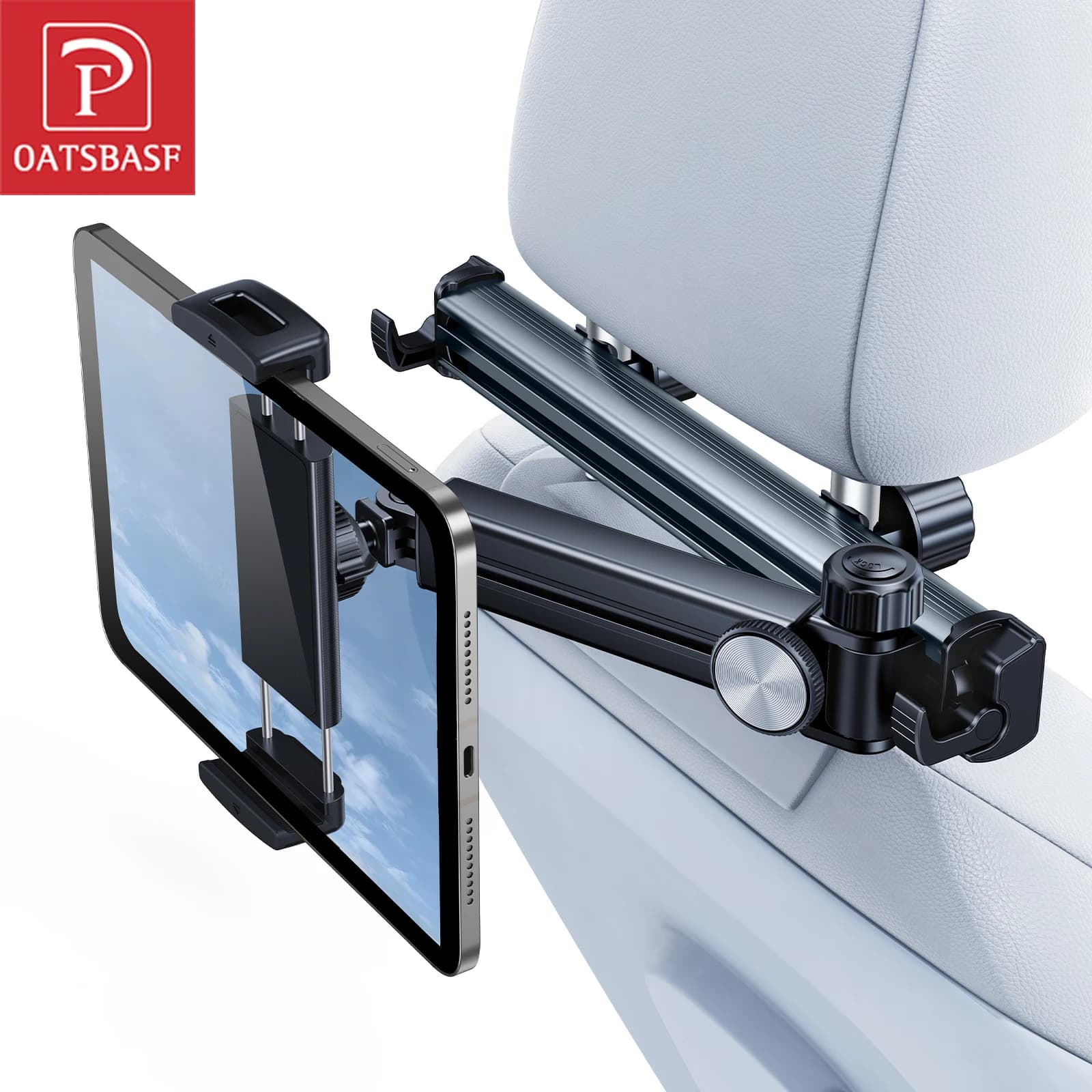 Supporto per poggiatesta per supporto per tablet per auto Hipacool 360 ° Staffa per telefono per auto pieghevole regolabile con braccio girevole Accessori interni per auto