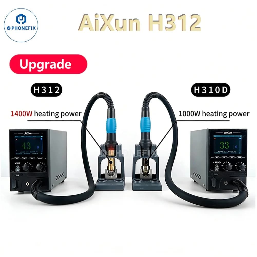 AiXun H312 1400W Potenza di riscaldamento Pistola ad aria calda intelligente Stazione di rilavorazione BGA in rete con ugelli per chip Riparazione dissaldante rapidamente