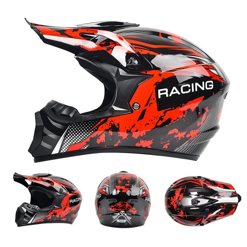 Stylish Matte Black Motorcycle Helmet with Vibrant Purple Lines, Full-Face Shell for Motocross Dirt Bike Riders