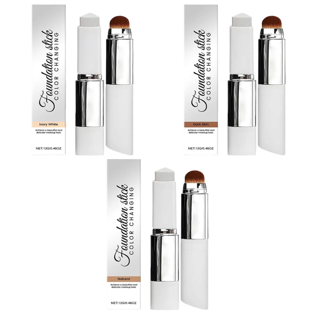 Color Changing Foundation Stick 2-in-1 High Coverage Concealer Lightweight Hydrating Brightening Face Makeup Base Foundation