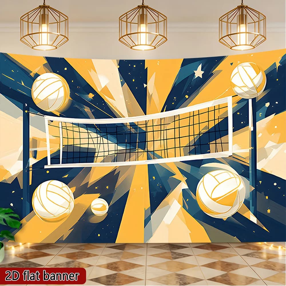 2D banner - Customized personalized flat-print party banner, 1 piece, Dynamic volleyball game illustrationdjh