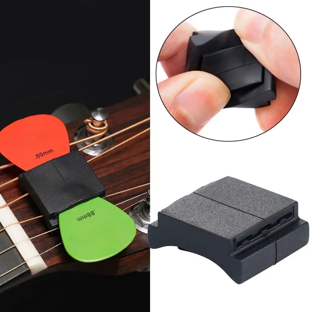 Black Rubber Guitar Plectre Support Fix On Headstock for Low Electric Guitar Accessories