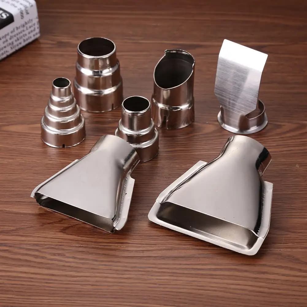 Kit di 7 Ugelli per Pistola Termica in Acciaio Inox, Diametro Uscita Aria 35mm, Ugelli per Pistola ad Aria Calda, Kit Elettrico per Utensili Industriali