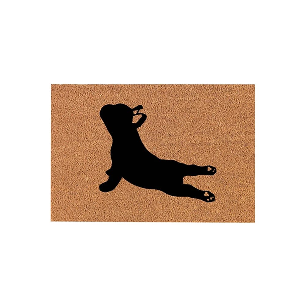 Custom Dog Silhouette Coir Doormat Personalized Natural Coconut Fiber Non Slip Front Door Housewarming Mat