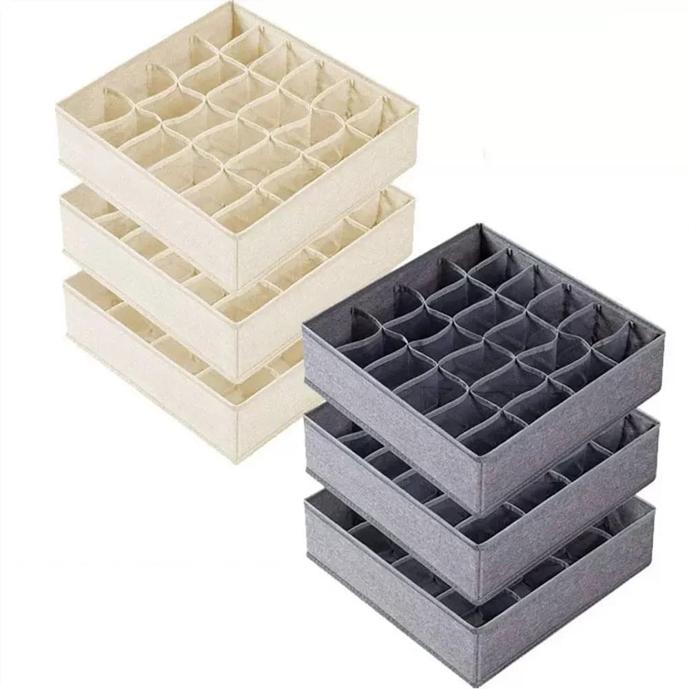 Foldable Multi Grid Underwear Storage Box, Drawer Divider Organizer for Bra Socks Panties, Home Closet Cabinet Clothes Storage