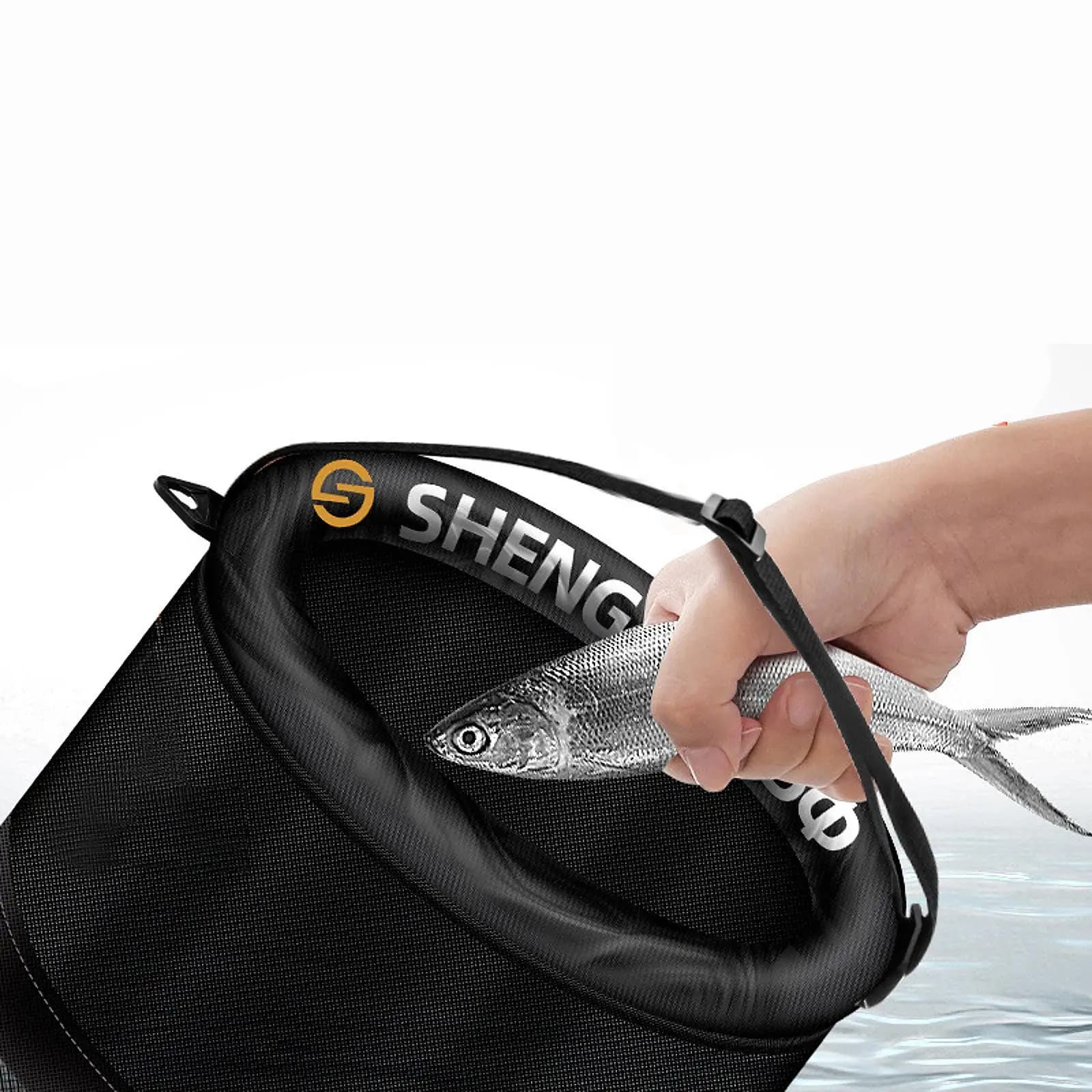 Pesca Pesce Bene Pesca Borsa a rete Cestino per pesci galleggiante portatile pieghevole