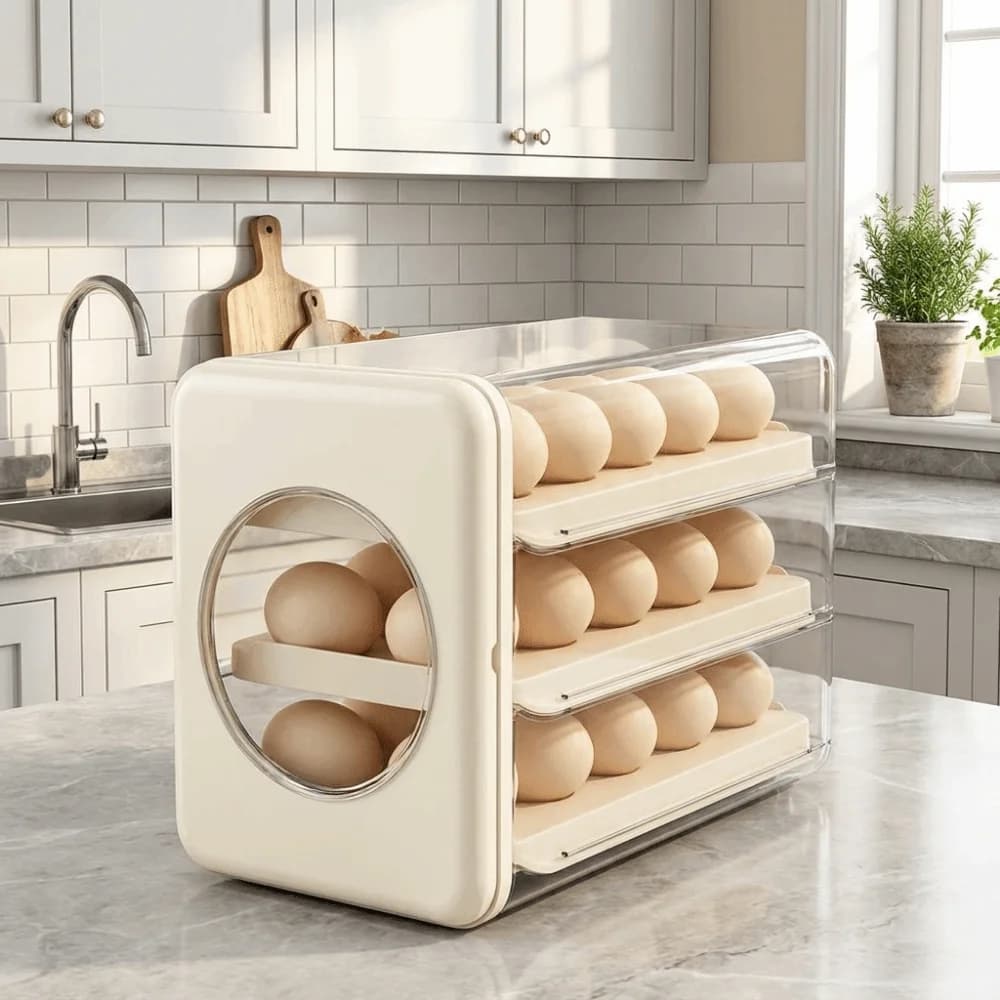 Visible 3 Tier Egg Storage Box Transparent PET Refrigerator Egg Organizer Large Capacity Dust-proof Egg Container Kitchen