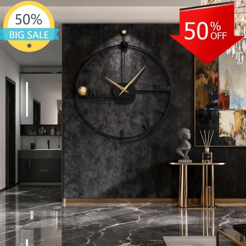 Spanish Style Minimalist Wall Clocks Simple Modern Living Room Wall Clocks Creative Metal Frame Roundness Luxury Home Decor