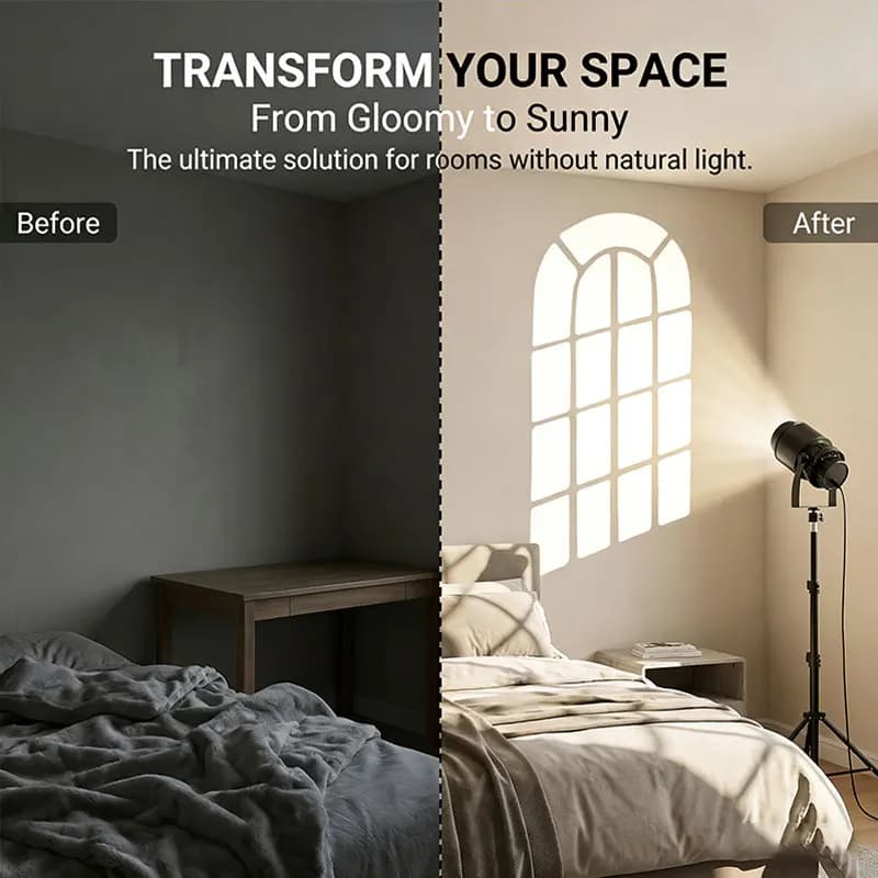 Lampada di Proiezione Virtuale a Finestra Finta da 15W, Luce LED per Fotografia, Sfondo Ombreggiato, Luce d'Atmosfera per Camera da Letto