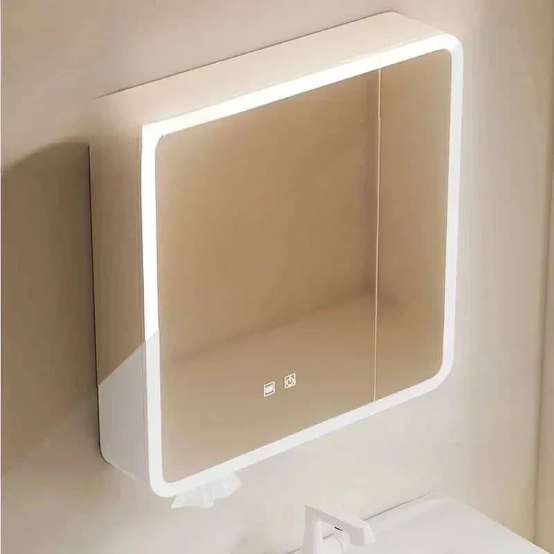 Armadietto a specchio per bagno nordico intelligente Armadietto a specchio per trucco con rimozione della nebbia a parete Semplice