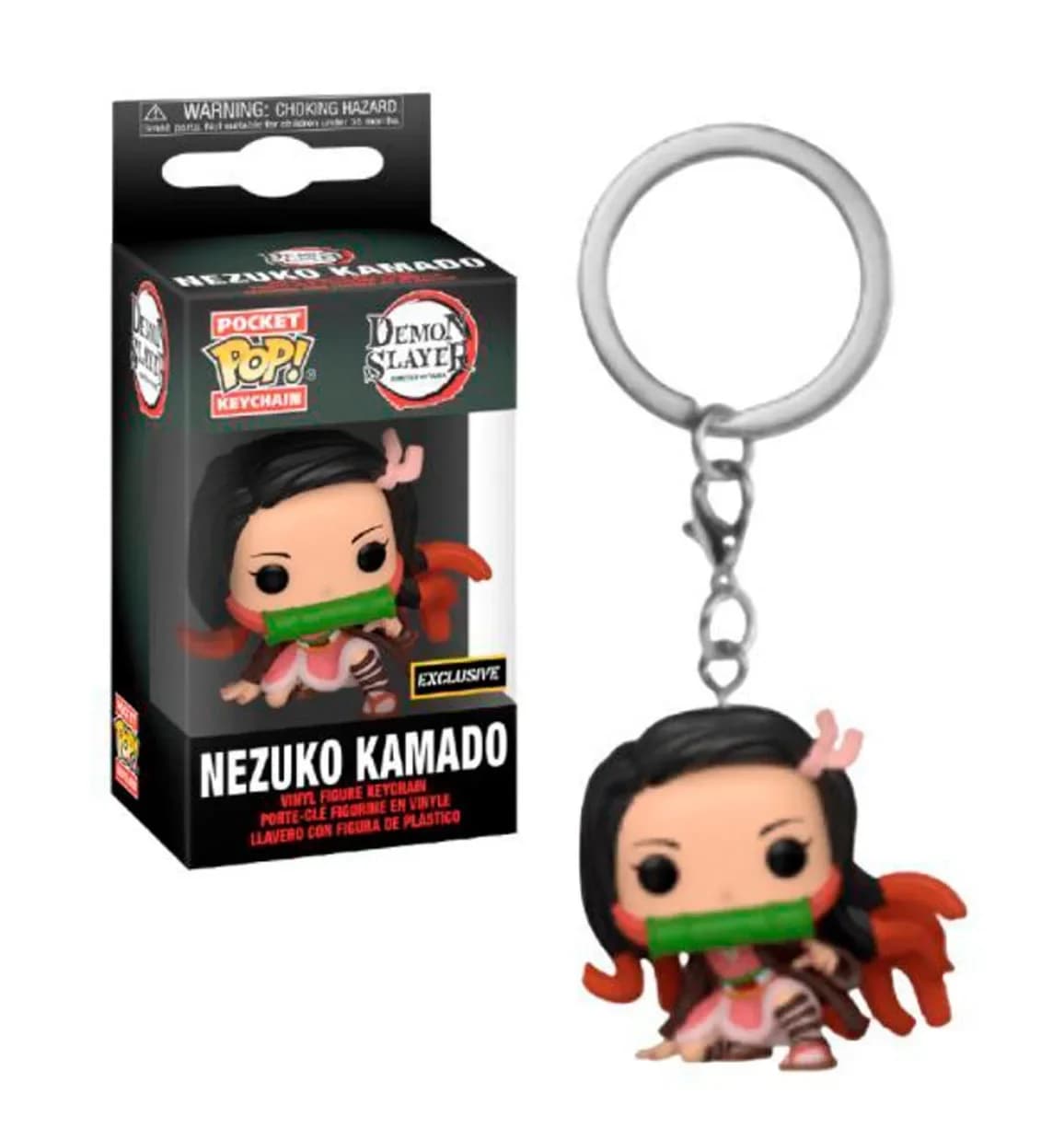 FUNKO POP Demon Slayer NEZUKO KAMADO KEYCHAIN TOY 4 cm Pocket Pop Portachiavi Portachiavi in vinile Esclussive Collezione Modello Doll Toy