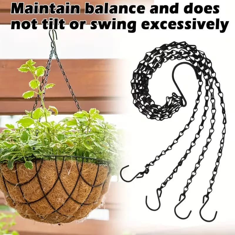 40 cm Synthetic Rattan Suspended Basket with 3 Chain Hooks, Hydroponic Cultivation Vase for Interior and Exterior Plants, Home Garden