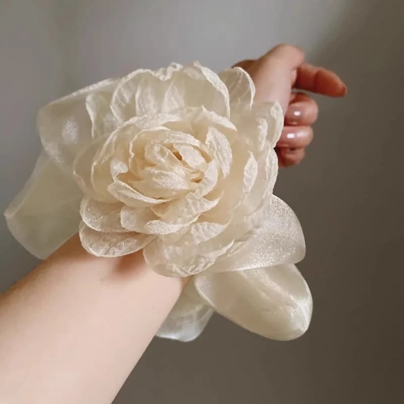 Eugen Yarn Rose Elastico per capelli da donna di alta gamma, accessorio per coda di cavallo e fiore per capelli