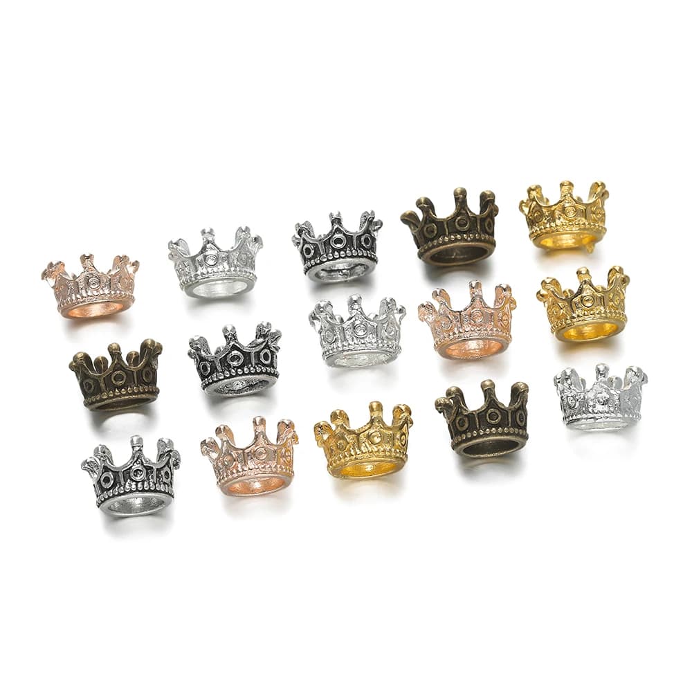 50 pz/lotto Lega Allentato Del Distanziatore Corona Perline Oro Argento Bronzo Colore Pendenti E Ciondoli Perline per Gioielli FAI DA TE Che Fanno Accessori Braccialetto