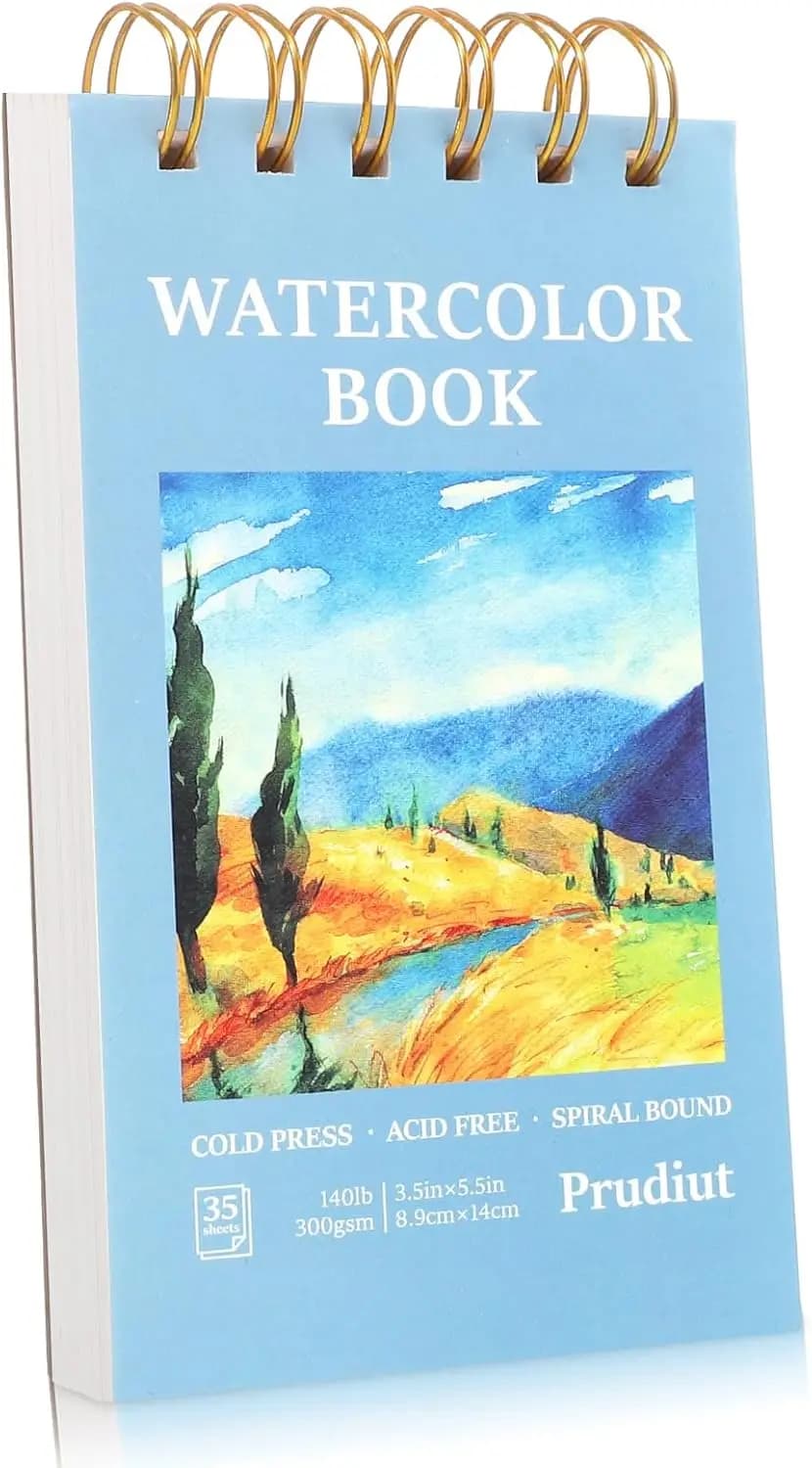 35-Sheet Watercolor Paper Pad, 3.5x5.5", 140lb/300gsm Cold Press, Spiral Bound Sketchbook for Art Painting & Drawing
