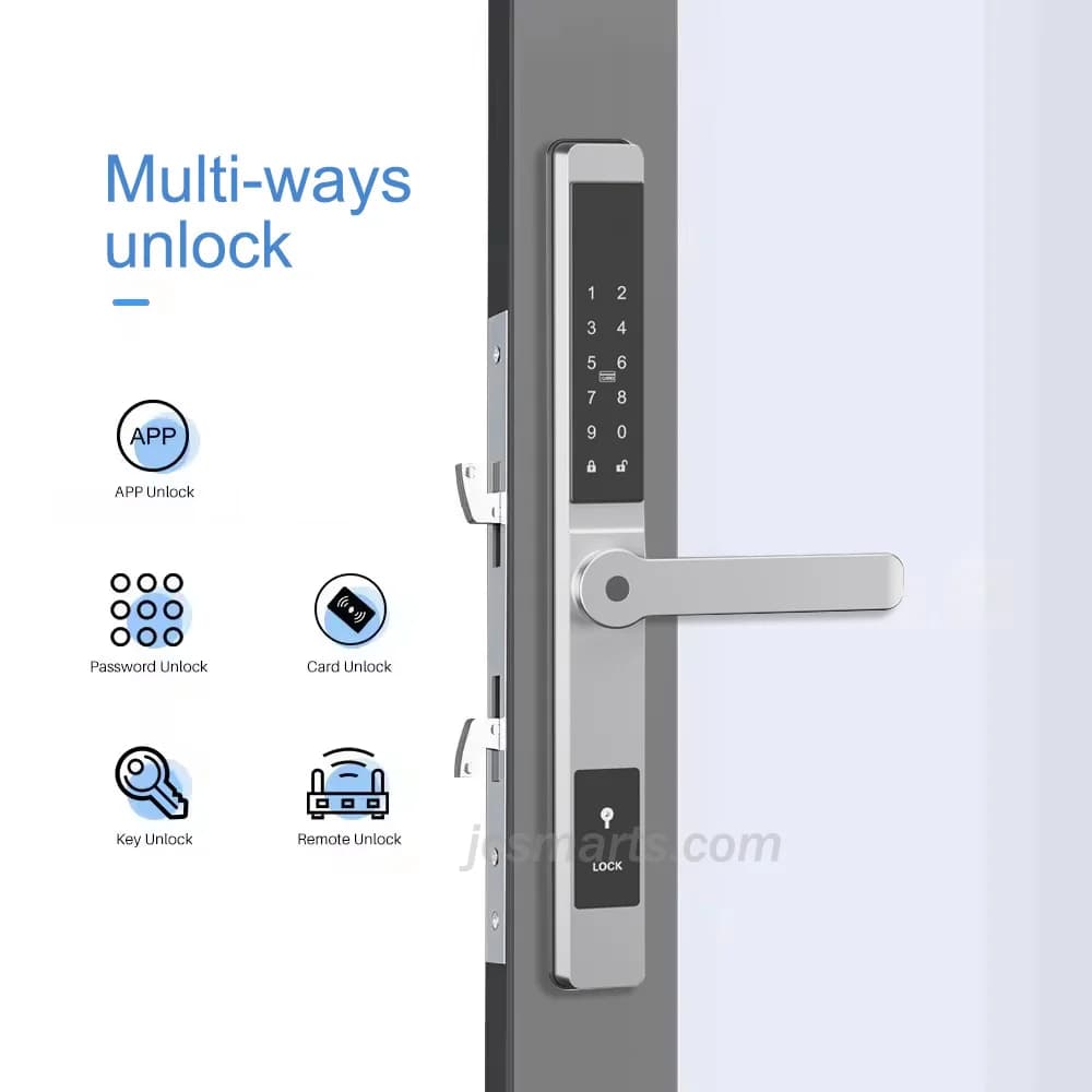 Porta scorrevole impermeabile Smart Lock Password digitale Chiave scheda IC Supporto app TTlock e intestazione biometrica Alexa