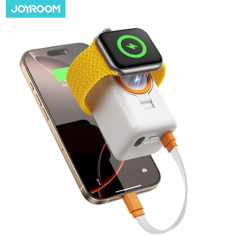 Joyroom 5000mAh Power Bank with Built-in Charging Cable 20W PD Fast Charging Wireless Charger for Apple Watch JR-W13