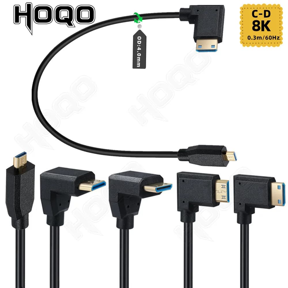 Cavo micro HDMI compatibile con Mini HDMI compatibile maschio 4K/8K 60Hz/120Hz per fotocamera, telefono, tablet Cavo di prolunga HD OD4.0mm