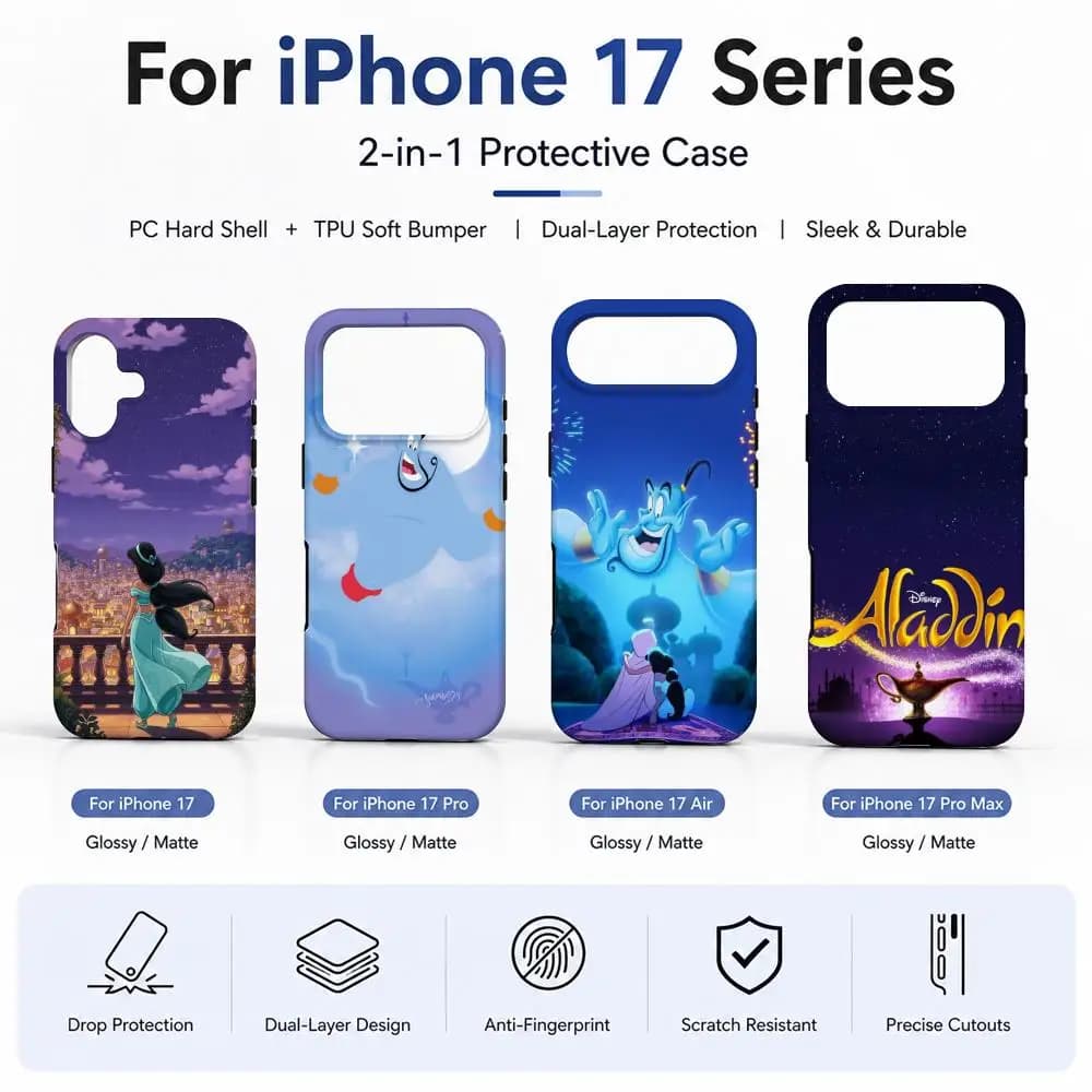 Aladdin Phone Case Film material 2-in-1 Shell FOR IPhone 17 16 15 14 12 17Air 16e 13 Pro MAX 16Plus Cover