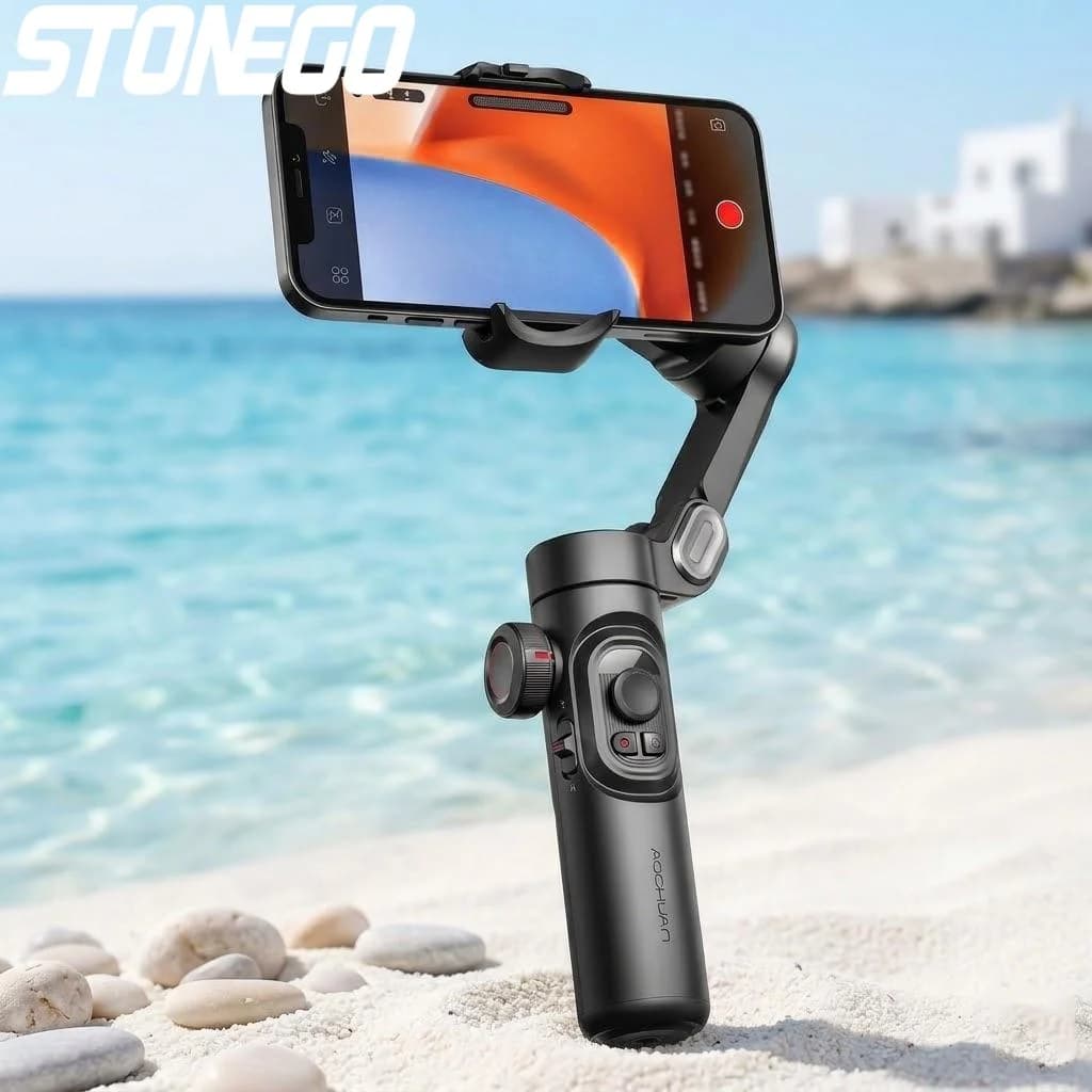 Stabilizzatore Gimbal Portatile a 3 Assi per Telefono, Anti-Shake, con Funzione di Tracciamento del Viso e Selfie Stick