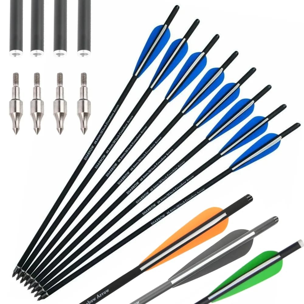6/12pcs Carbonio Freccia Caccia Balestra Bullone 16/17/18/20/21/22 pollici OD 8.8mm 100/125gr Punta di freccia Arco Tiro Al Bersaglio Tiro con l'arco Freccia
