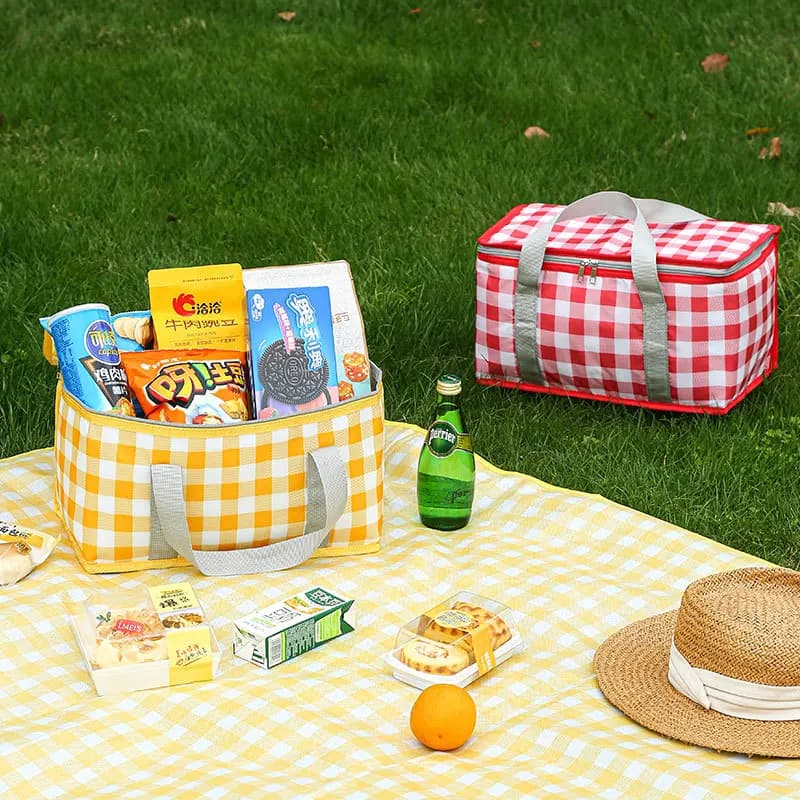 Borsa Termica Grande Capacità per Picnic, Campeggio, Cesto Portatile da Viaggio, Borsa Frigo per Alimenti