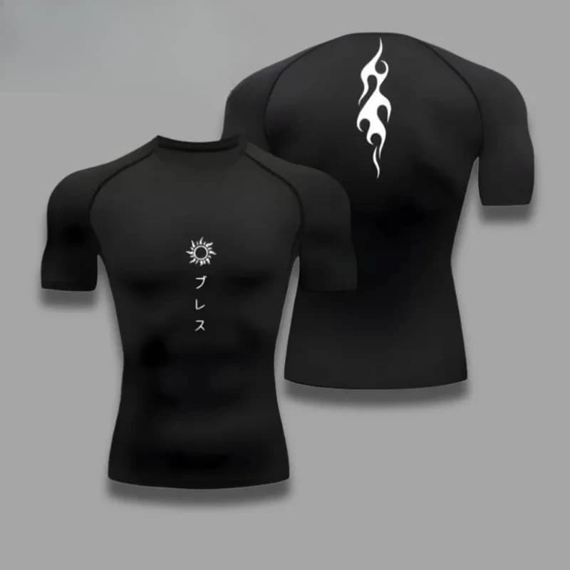 Maglietta da Palestra Anime Compressor Breathing per Uomo, Abbigliamento Fitness Confortevole, Asciugatura Rapida, Traspirante, Elastico, Tuta da Allenamento Slim Fit