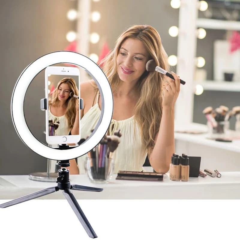 10 Inch LED Ring Light with Tripod, Dimmable for Make and Streaming Live