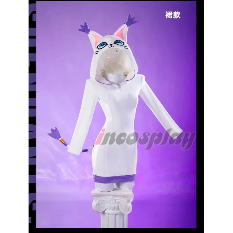 Costume Cosplay Tailmon Nero, Uniforme del Gioco Digimon, Abbigliamento per Halloween, Carnevale, Feste e Natale