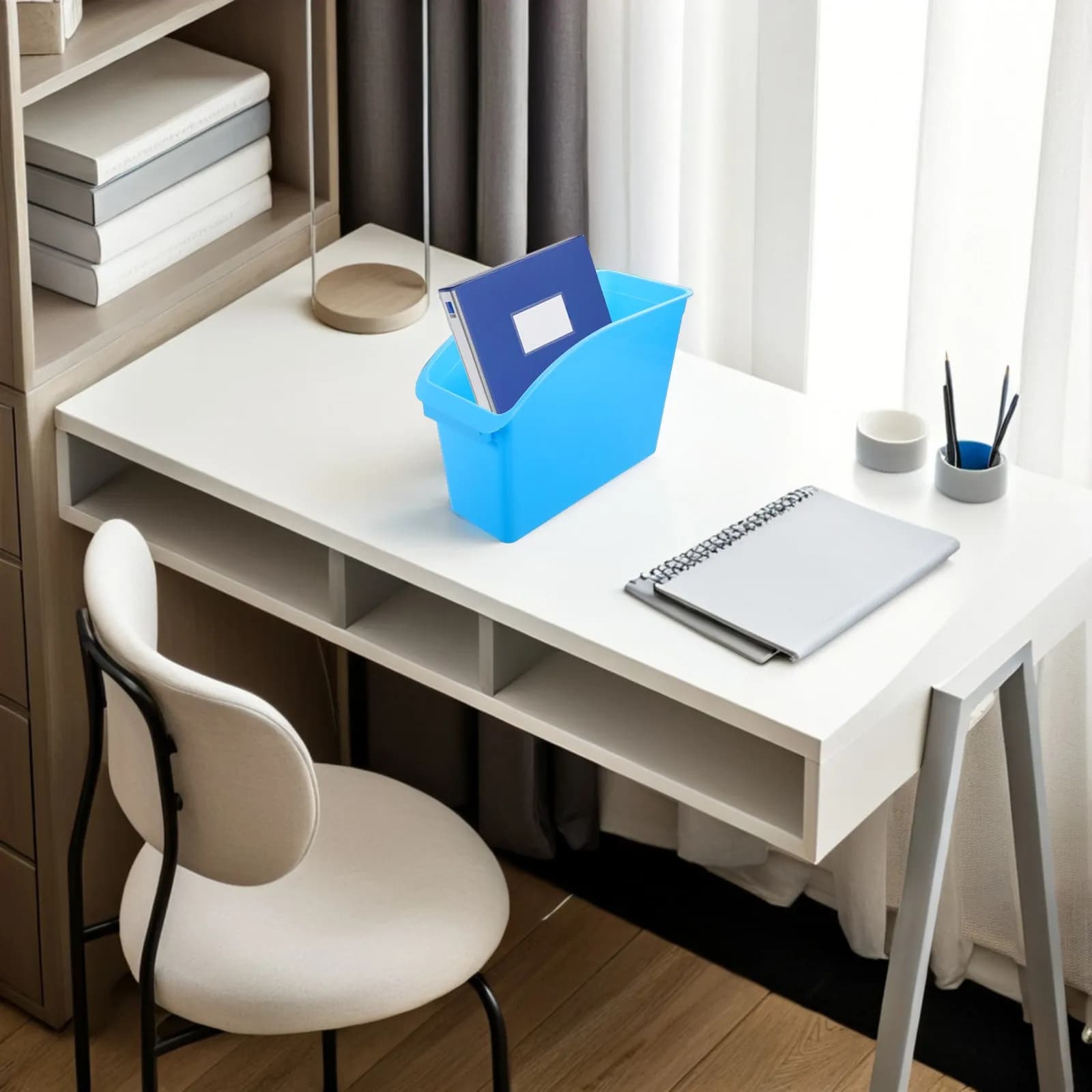 1pcs 1 Large Capacity Recycling Trash Bin Plastic Desktop Organizer For Office Home Document Magazine Storage Countertop Basket