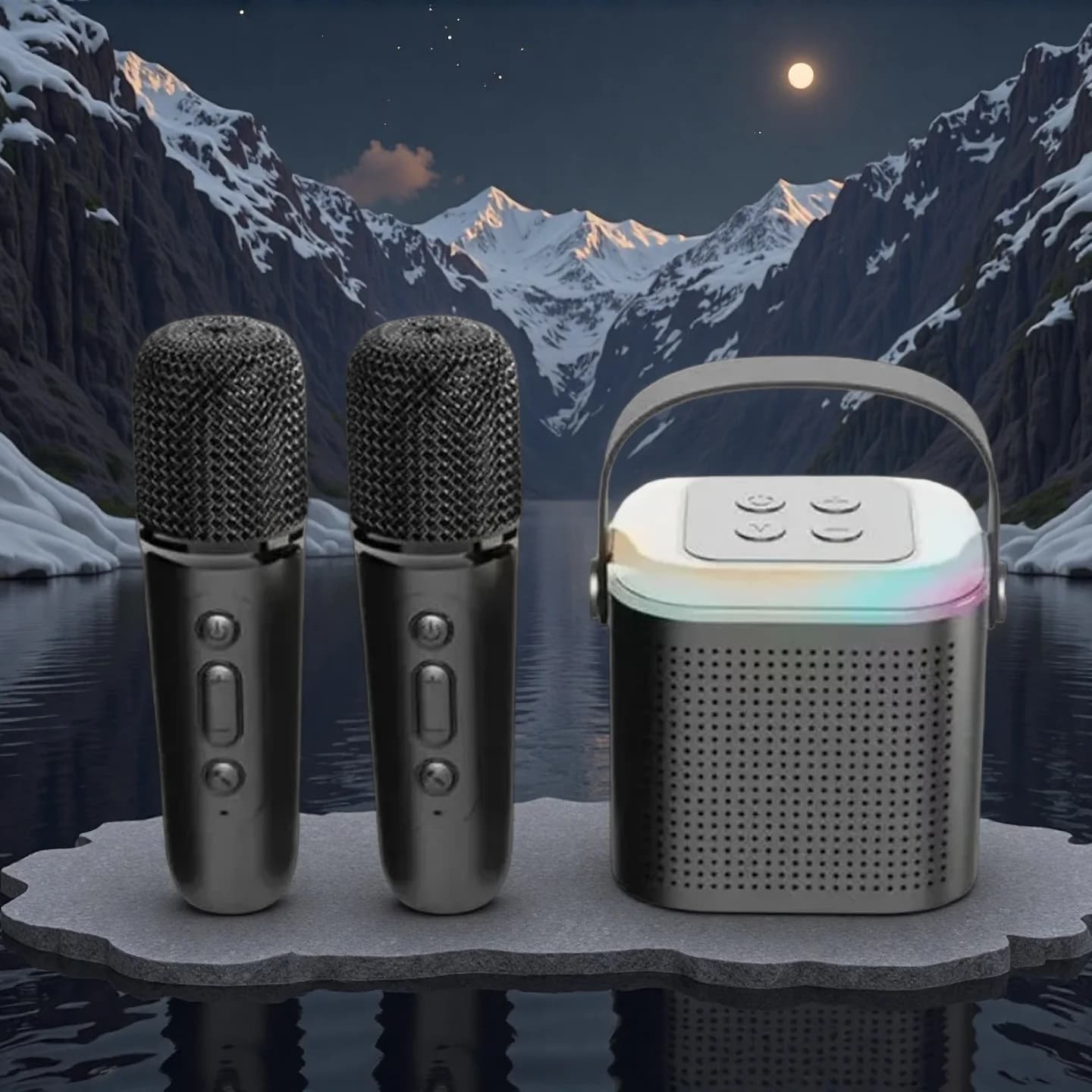 Y1 Altoparlante Bluetooth wireless multifunzione con 2 microfoni Lettore musicale portatile RGB Macchina per karaoke per regalo domestico per bambini