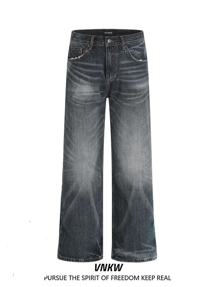 Jeans a Gamba Larga e Dritta Unisex, Pantaloni Casual da Lavoro, Moda Giovanile