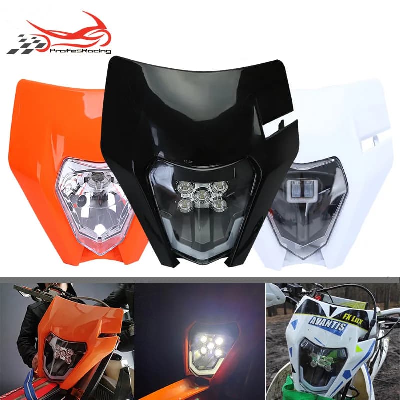 Faro Anteriore Moto LED Universale per KTM EXC EXCF SX SXF XC XCF XCW XCFW 125 150 250 300 350 450 530