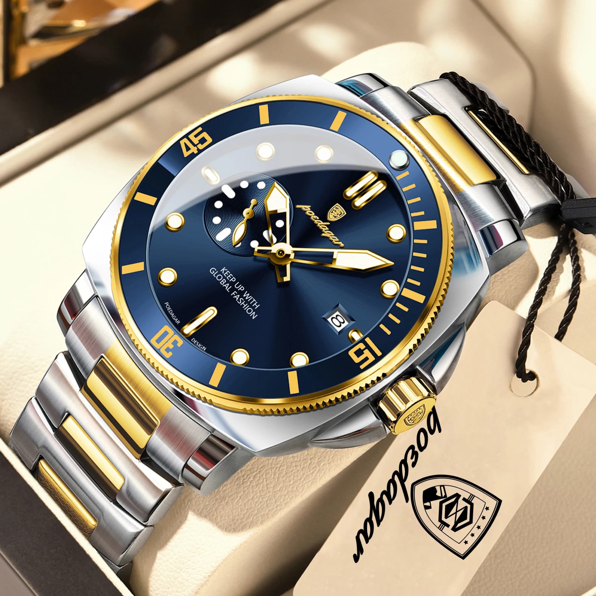 POEDAGAR Top Luxury Men Wristwatch Waterproof Luminous Stainless Steel Casual Man Watch Date Quartz Business Men's Watches Reloj