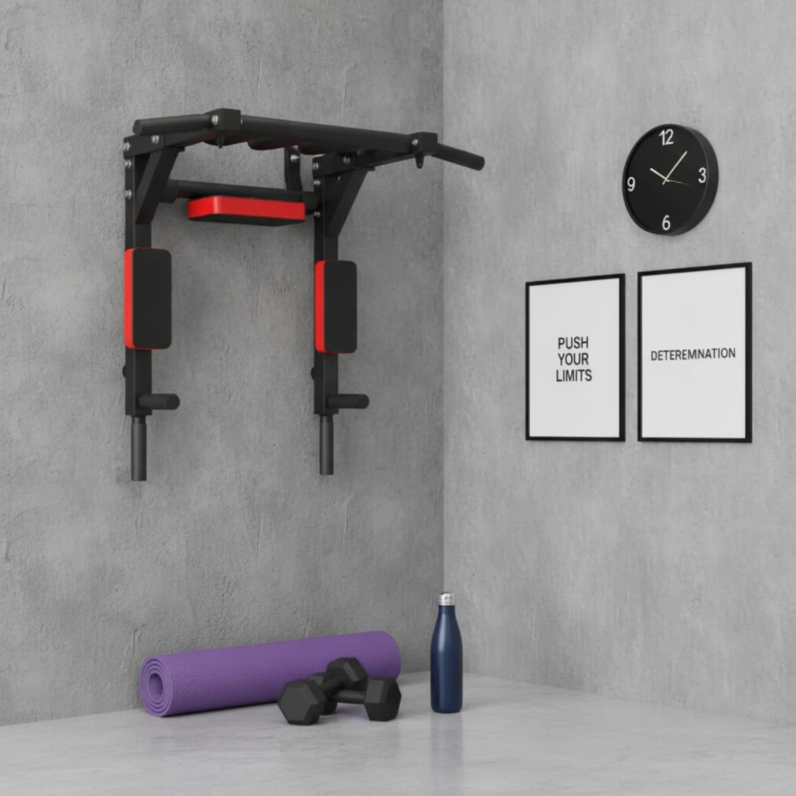 Heavy Duty Wall Mounted Fitness Equipment Dip Station and Pull Up Bar for Home Gym Enthusiasts