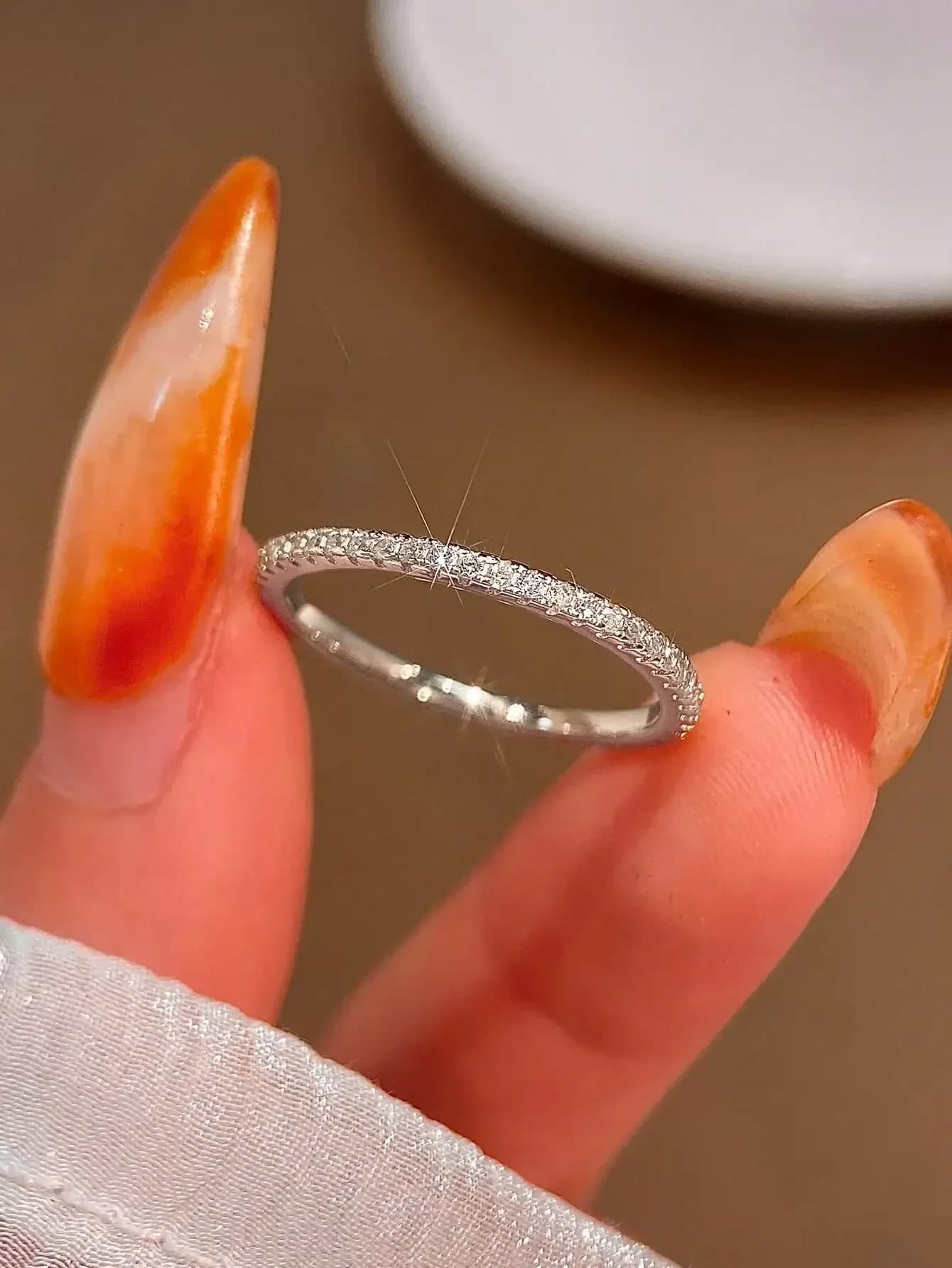 Anello di Lusso in Argento Sterling S925 con Diamante, Gioiello da Donna, Regalo per Ragazze, Decorazione per Feste, Anello di Fidanzamento