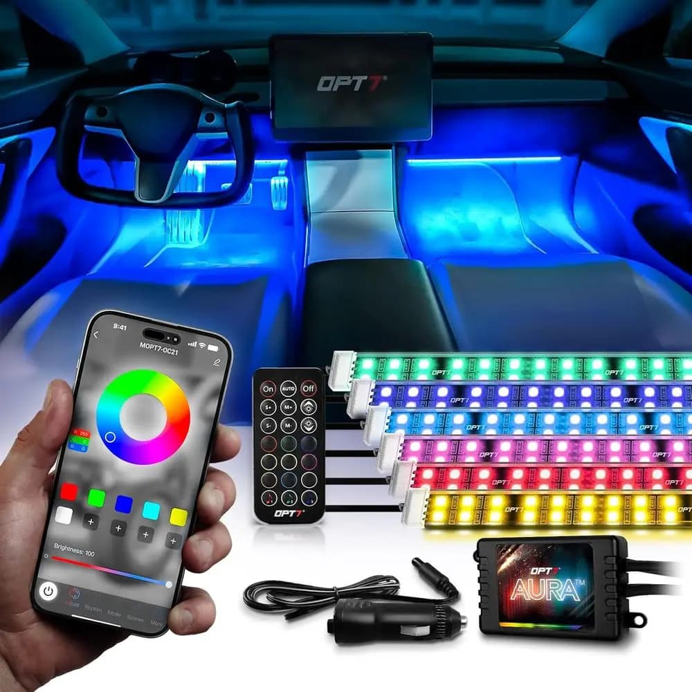 Aura Pro 6PC Luci a Striscia LED Doppie per Interni con APP e Telecomando, Kit di Illuminazione Ambientale Multicolore Attivabile dal Suono