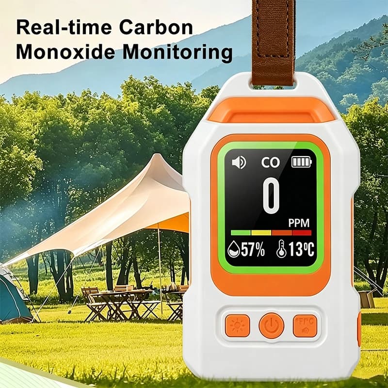 4 IN 1 Carbon Monoxide Detector with Alarm LCD Display Screen Humidity Temperature Detection CO CO2 Detector for Outdoor